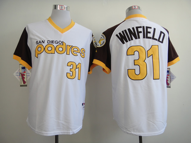 Men San Diego Padres #31 Winfield White Throwback 1978 MLB Jerseys->san diego padres->MLB Jersey